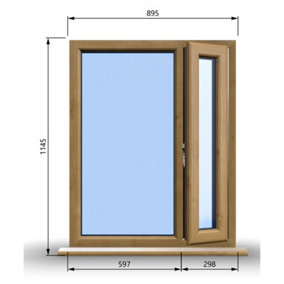 895mm (W) x 1145mm (H) Wooden Stormproof Window - 1/3 Right Opening Window - Toughened Safety Glass