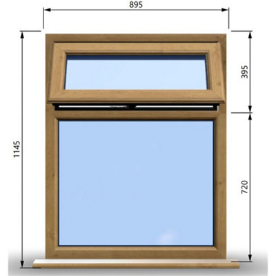 895mm (W) x 1145mm (H) Wooden Stormproof Window - 1 Top Opening Window -Toughened Safety Glass