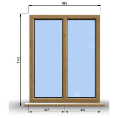 895mm (W) x 1145mm (H) Wooden Stormproof Window - 2 Non-Opening Windows - Toughened Safety Glass