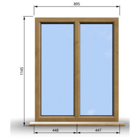 895mm (W) x 1145mm (H) Wooden Stormproof Window - 2 Non-Opening Windows - Toughened Safety Glass