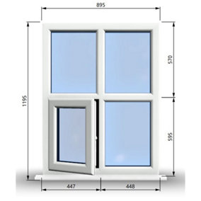 895mm (W) x 1195mm (H) PVCu StormProof Casement Window - 1 Bottom Opening Window (Left) -  White Internal & External
