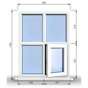 895mm (W) x 1195mm (H) PVCu StormProof Casement Window - 1 Bottom Opening Window (Right) - White Internal & External