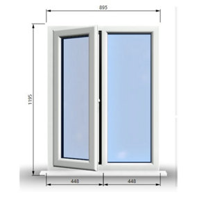 895mm (W) x 1195mm (H) PVCu StormProof Casement Window - 1 LEFT Opening Window -  Toughened Safety Glass - White