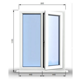 895mm (W) x 1195mm (H) PVCu StormProof Casement Window - 1 RIGHT Opening Window -  Toughened Safety Glass - White
