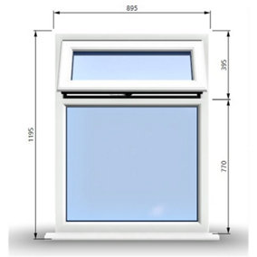 895mm (W) x 1195mm (H) PVCu StormProof Casement Window - 1 Top Opening Window - 70mm Cill - Chrome Handles -  White