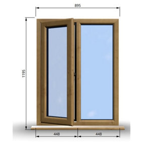 895mm (W) x 1195mm (H) Wooden Stormproof Window - 1/2 Left Opening Window - Toughened Safety Glass