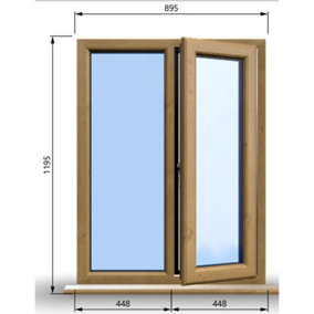 895mm (W) x 1195mm (H) Wooden Stormproof Window - 1/2 Right Opening Window - Toughened Safety Glass