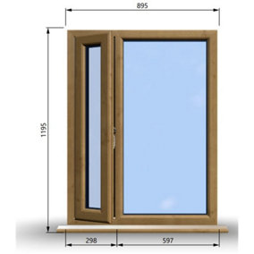 895mm (W) x 1195mm (H) Wooden Stormproof Window - 1/3 Left Opening Window - Toughened Safety Glass
