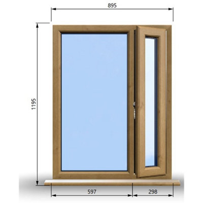 895mm (W) x 1195mm (H) Wooden Stormproof Window - 1/3 Right Opening ...