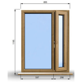 895mm (W) x 1195mm (H) Wooden Stormproof Window - 1/3 Right Opening Window - Toughened Safety Glass