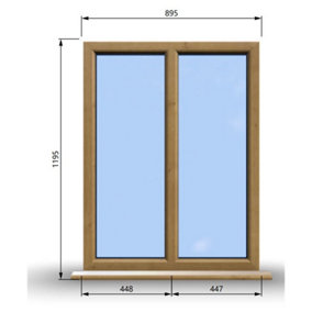 895mm (W) x 1195mm (H) Wooden Stormproof Window - 2 Non-Opening Windows - Toughened Safety Glass