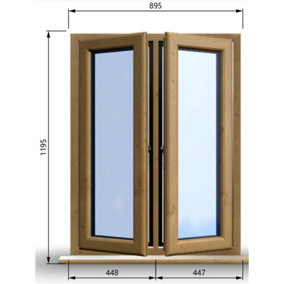 895mm (W) x 1195mm (H) Wooden Stormproof Window - 2 Opening Windows (Left & Right) - Toughened Safety Glass