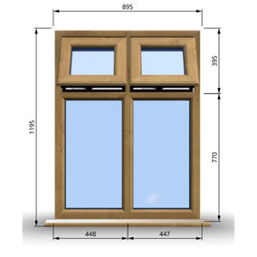 895mm (W) x 1195mm (H) Wooden Stormproof Window - 2 Top Opening Windows -Toughened Safety Glass