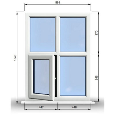 895mm (W) x 1245mm (H) PVCu StormProof Casement Window 1 Bottom