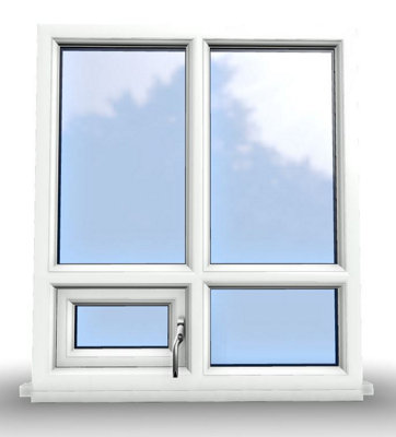 895mm (W) x 1245mm (H) PVCu StormProof Casement Window - 1 Bottom Opening Window (Right) - White Internal & External - 9