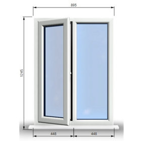 895mm (W) x 1245mm (H) PVCu StormProof Casement Window - 1 LEFT Opening Window -  Toughened Safety Glass - White