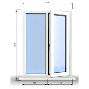 895mm (W) x 1245mm (H) PVCu StormProof Casement Window - 1 RIGHT Opening Window -  Toughened Safety Glass - White
