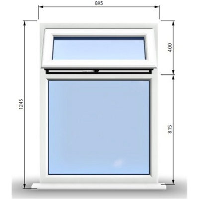 895mm (W) x 1245mm (H) PVCu StormProof Casement Window - 1 Top Opening Window - 70mm Cill - Chrome Handles -  White