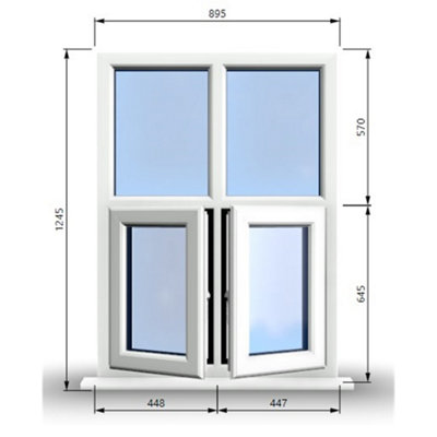 895mm (W) x 1245mm (H) PVCu StormProof Casement Window - 2 Bottom ...