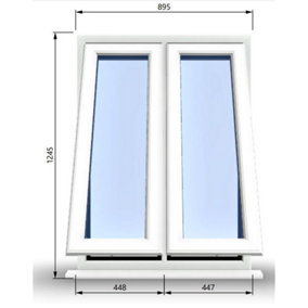 895mm (W) x 1245mm (H) PVCu StormProof Casement Window - 2 Vertical Bottom Opening Windows -  White Internal & External