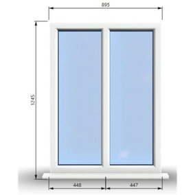 895mm (W) x 1245mm (H) PVCu StormProof Casement Window - 2 Vertical Panes Non Opening Windows -  White Internal & External