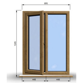 895mm (W) x 1245mm (H) Wooden Stormproof Window - 1/2 Left Opening Window - Toughened Safety Glass