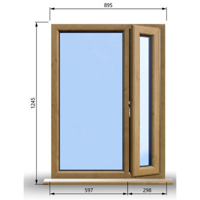 895mm (W) x 1245mm (H) Wooden Stormproof Window - 1/3 Right Opening Window - Toughened Safety Glass