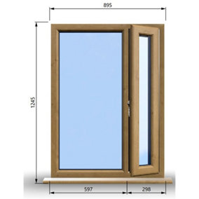 895mm (W) x 1245mm (H) Wooden Stormproof Window - 1/3 Right Opening Window - Toughened Safety Glass
