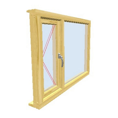 895mm (W) x 1245mm (H) Wooden Stormproof Window - 1/3 Right Opening Window - Toughened Safety Glass