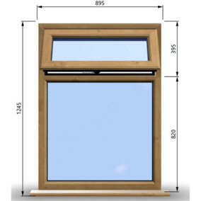 895mm (W) x 1245mm (H) Wooden Stormproof Window - 1 Top Opening Window -Toughened Safety Glass