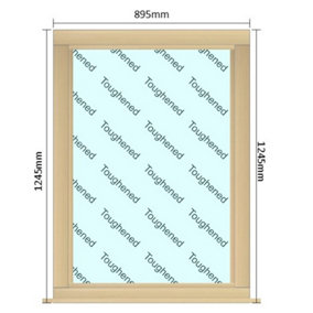 895mm (W) x 1245mm (H) Wooden Stormproof Window - 1 Window (NON Opening) - Toughened Safety Glass