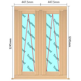 895mm (W) x 1245mm (H) Wooden Stormproof Window - 2 Opening Windows (Opening from Bottom) - Toughened Safety Glass