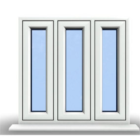 895mm (W) x 895mm (H) PVCu Flush Casement Window - 3 Panes Non Opening Window - White Internal & External