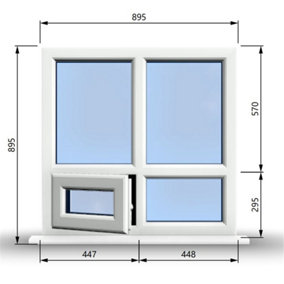 895mm (W) x 895mm (H) PVCu StormProof Casement Window - 1 Bottom Opening Window (Left) -  White Internal & External