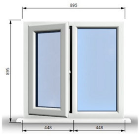 895mm (W) x 895mm (H) PVCu StormProof Casement Window - 1 LEFT Opening Window -  Toughened Safety Glass - White