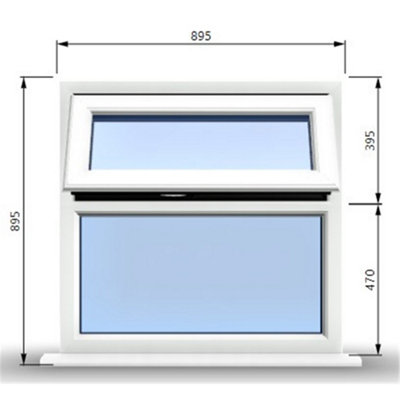895mm (W) x 895mm (H) PVCu StormProof Casement Window - 1 Top Opening Window - 70mm Cill - Chrome Handles -  White