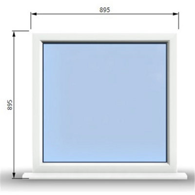 895mm (W) x 895mm (H) PVCu StormProof Window - 1 Non Opening Window - Toughened Safety Glass - White