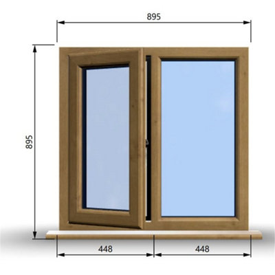 895mm (W) x 895mm (H) Wooden Stormproof Window - 1/2 Left Opening ...