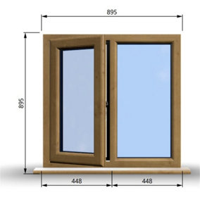 895mm (W) x 895mm (H) Wooden Stormproof Window - 1/2 Left Opening Window - Toughened Safety Glass