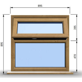 895mm (W) x 895mm (H) Wooden Stormproof Window - 1 Top Opening Window -Toughened Safety Glass
