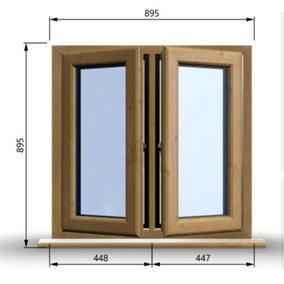895mm (W) x 895mm (H) Wooden Stormproof Window - 2 Opening Windows (Left & Right) - Toughened Safety Glass