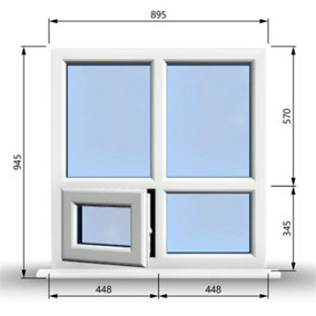 895mm (W) x 945mm (H) PVCu StormProof Casement Window - 1 Bottom Opening Window (Left) -  White Internal & External