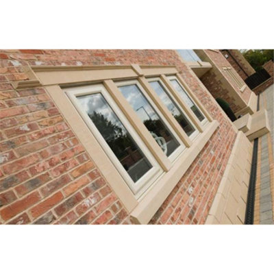 895mm (W) x 945mm (H) PVCu StormProof Casement Window - 2 Horizontal Panes Non Opening Windows -  White Internal & External