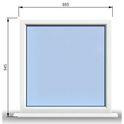 895mm (W) x 945mm (H) PVCu StormProof Window - 1 Non Opening Window - Toughened Safety Glass - White