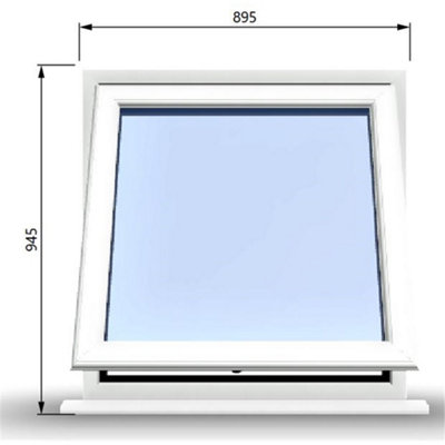 895mm (W) x 945mm (H) PVCu StormProof Window - 1 Opening Window- 70mm Cill - Chrome Handles - Toughened Safety Glass - White