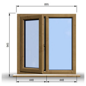 895mm (W) x 945mm (H) Wooden Stormproof Window - 1/2 Left Opening Window - Toughened Safety Glass
