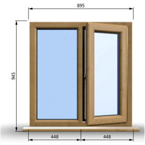 895mm (W) x 945mm (H) Wooden Stormproof Window - 1/2 Right Opening Window - Toughened Safety Glass