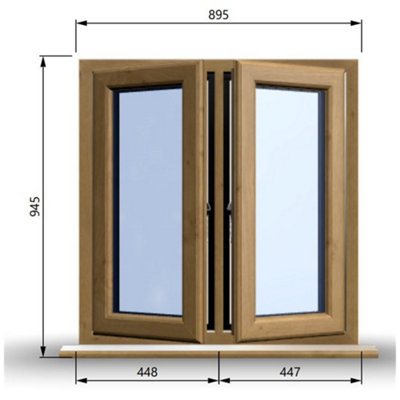 895mm (W) x 945mm (H) Wooden Stormproof Window - 2 Opening Windows ...