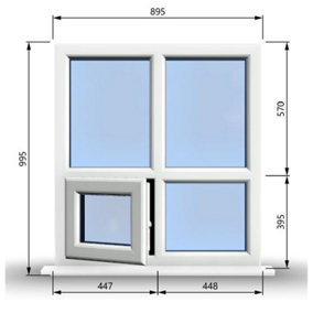 895mm (W) x 995mm (H) PVCu StormProof Casement Window - 1 Bottom Opening Window (Left) -  White Internal & External