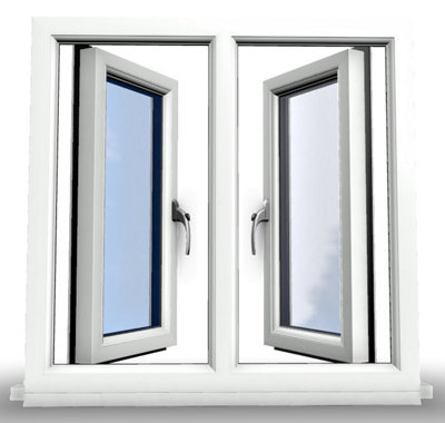 895mm (W) x 995mm (H) PVCu StormProof Casement Window - 2 Central Opening Windows -  White Internal & External - 5